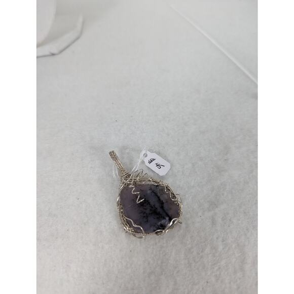 SS and SF wire wrap pendant no chain dendrick agate 1.5" x2.5" - Picture 5 of 10